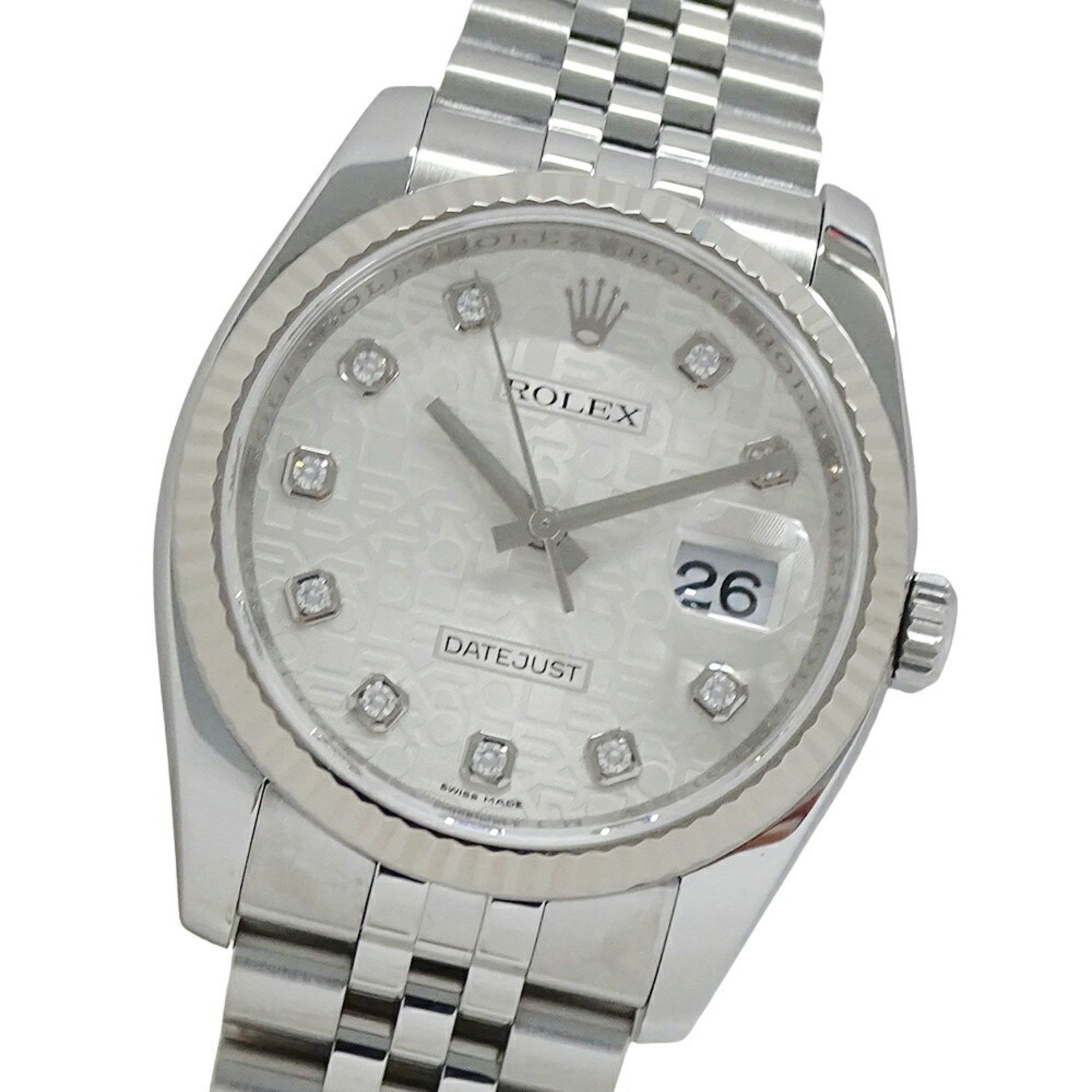 Rolex ROLEX Datejust 116234G M serial number Men's watch 10P Diamond Automatic AT Stainless steel SS