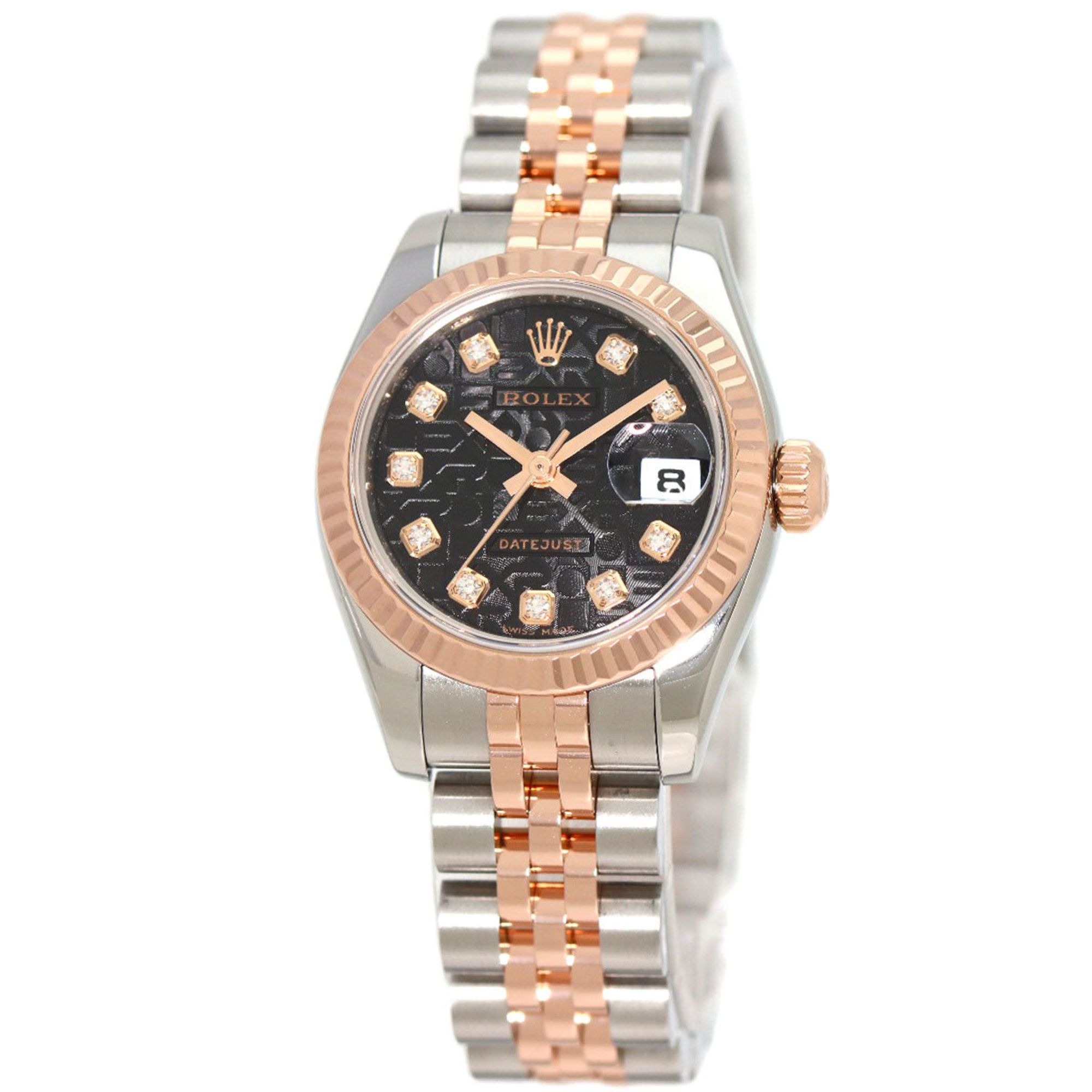 Rolex 179171G Datejust Black Computer Watch Stainless Steel/SSxK18PG/K18PG Ladies ROLEX