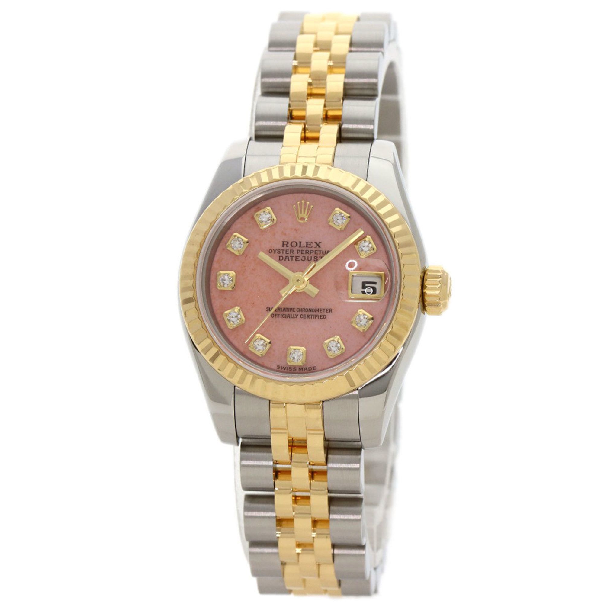 Rolex 179173OPG Datejust 10P Diamond Watch Stainless Steel SSxK18YG Ladies ROLEX