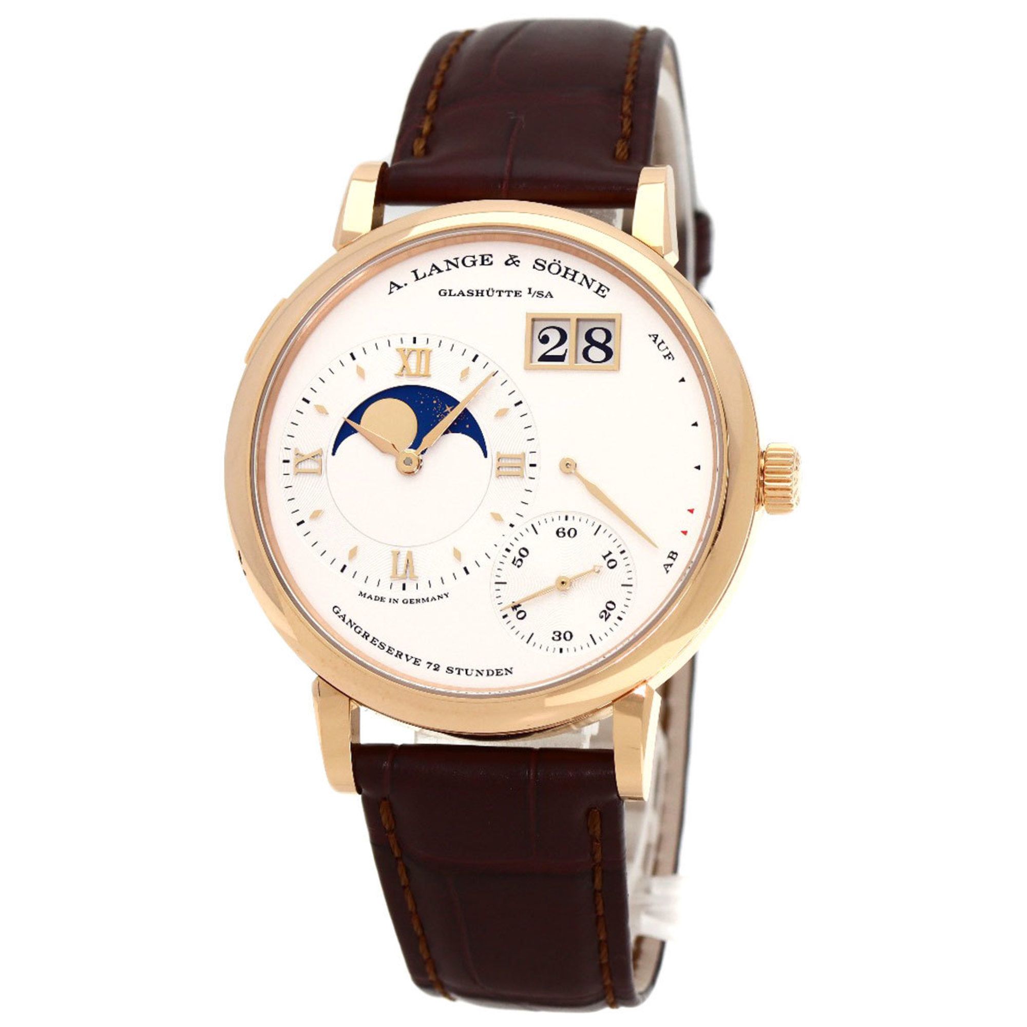 A. Lange & Söhne 139.032 LSLS1394AA Grand 1 Moon Phase Wristwatch K18 Pink Gold Leather Men's LANGE
