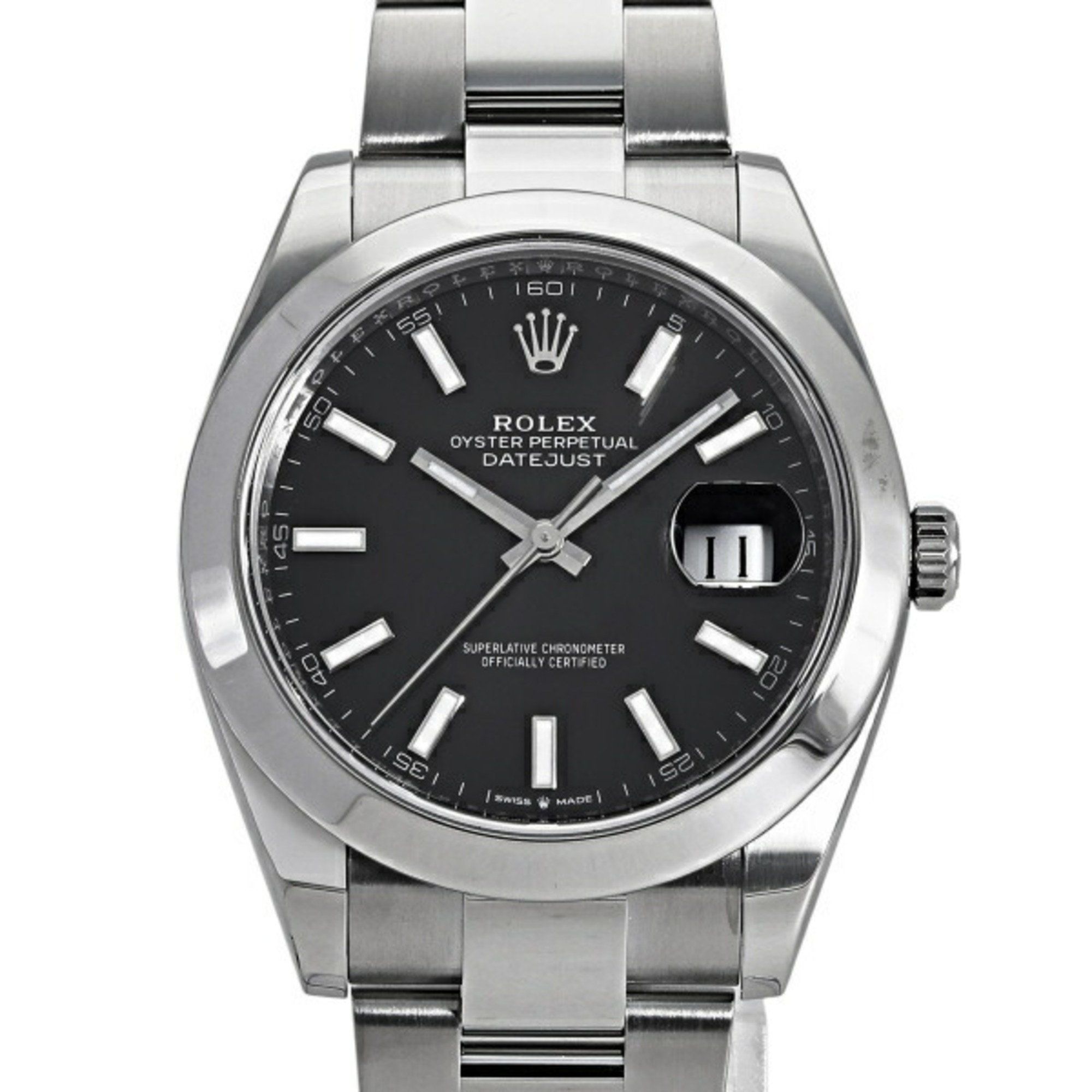 ROLEX Datejust 41 126300 Bright Black Bar Dial Watch Men's __
