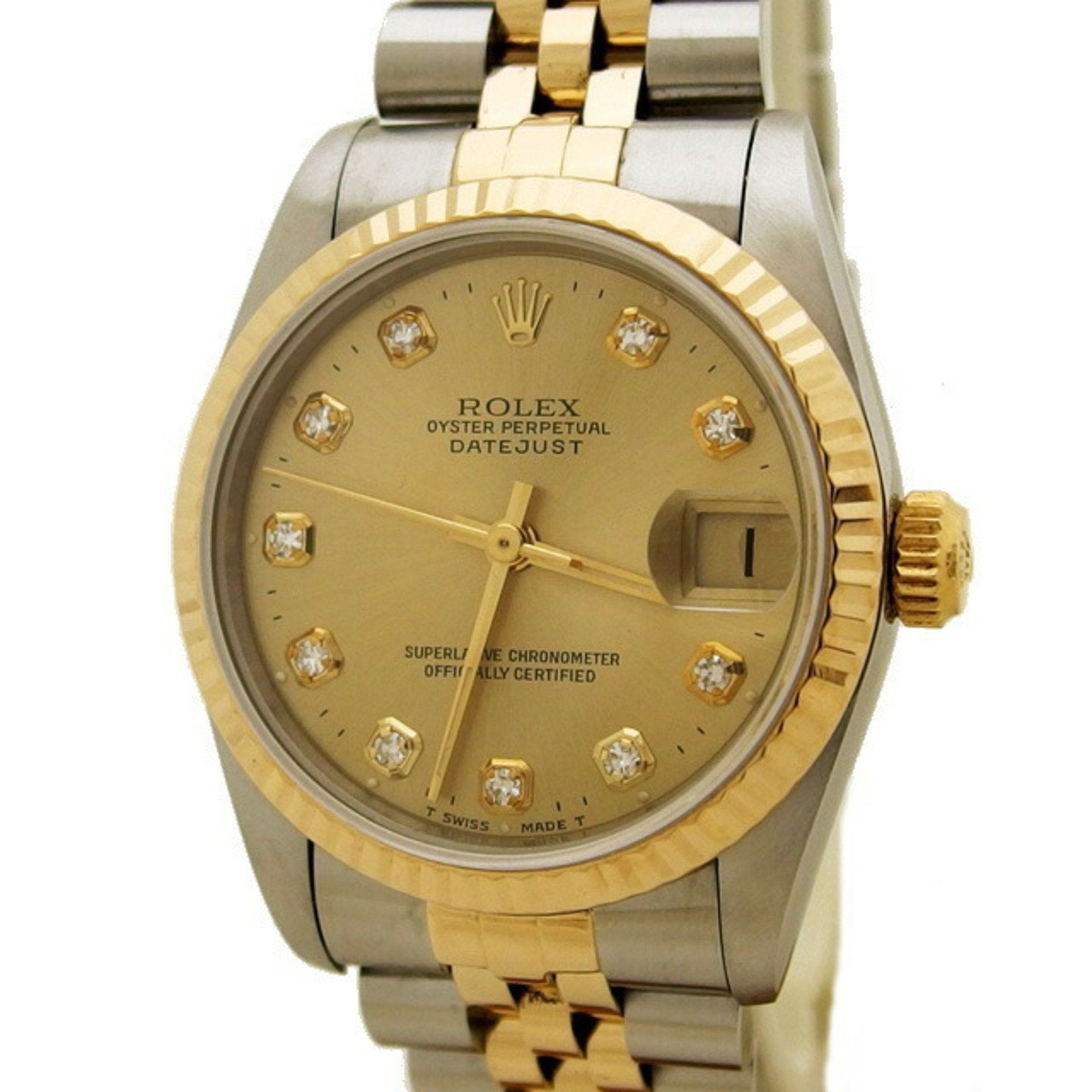 Rolex Datejust 68273G 10P Diamond Champagne Gold Dial Boys Watch