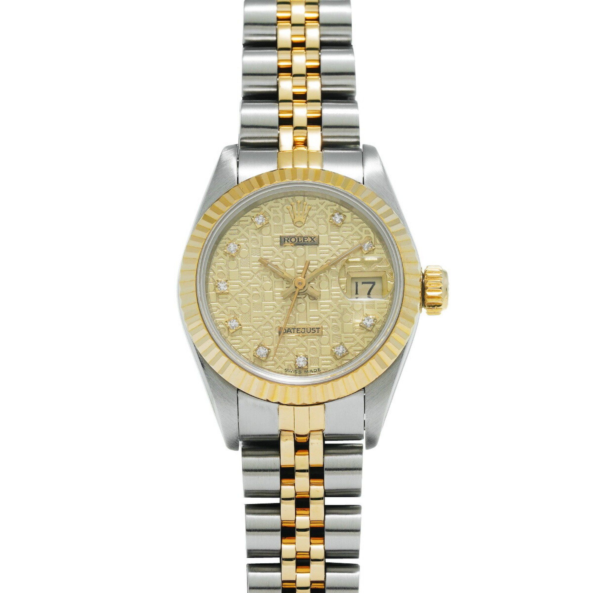 Rolex Datejust 69173G 90 series (manufactured around 1985) Champagne computer/Diamond Ladies watch A