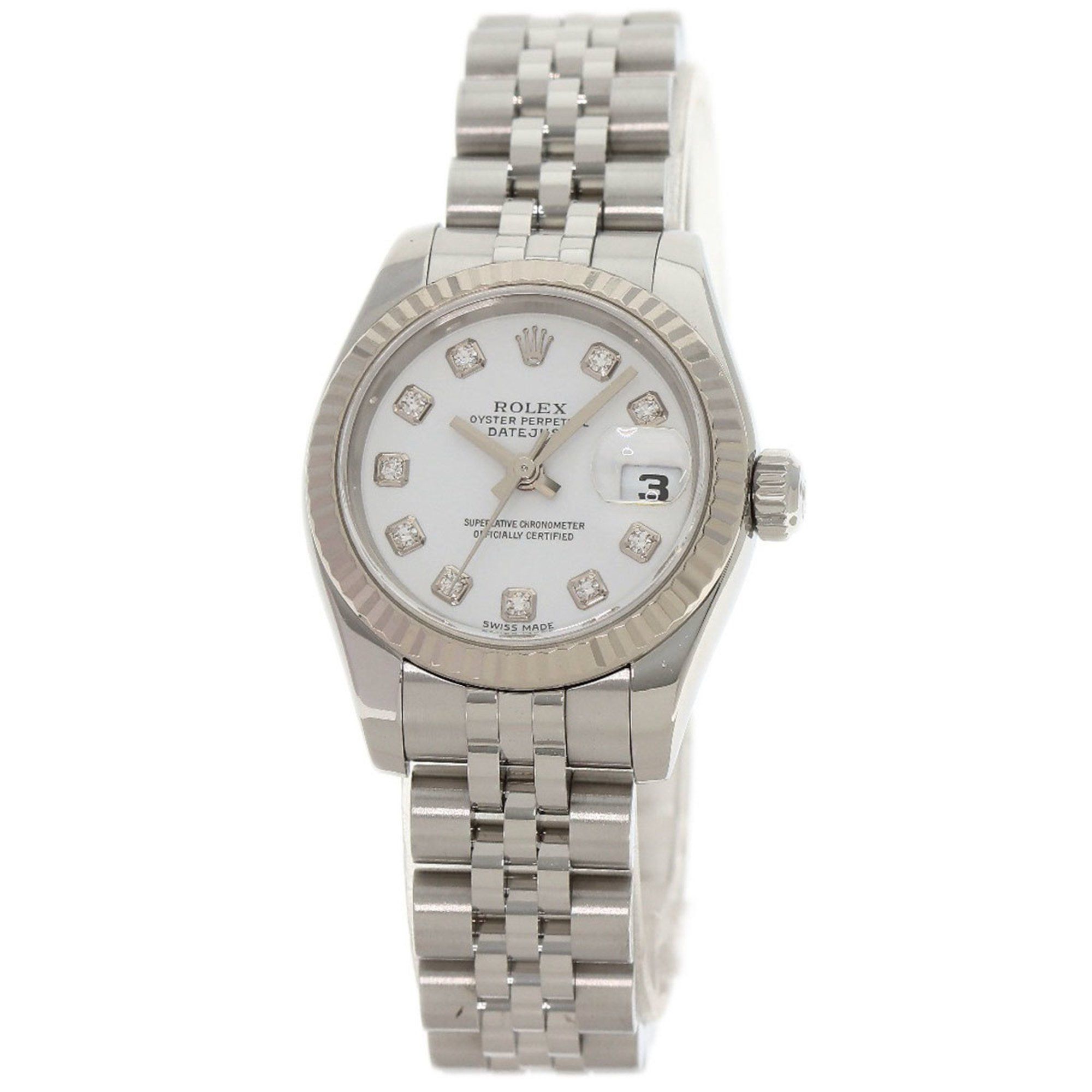Rolex 179174G Datejust 10P Diamond Watch Stainless Steel SS SSxK18WG Ladies ROLEX