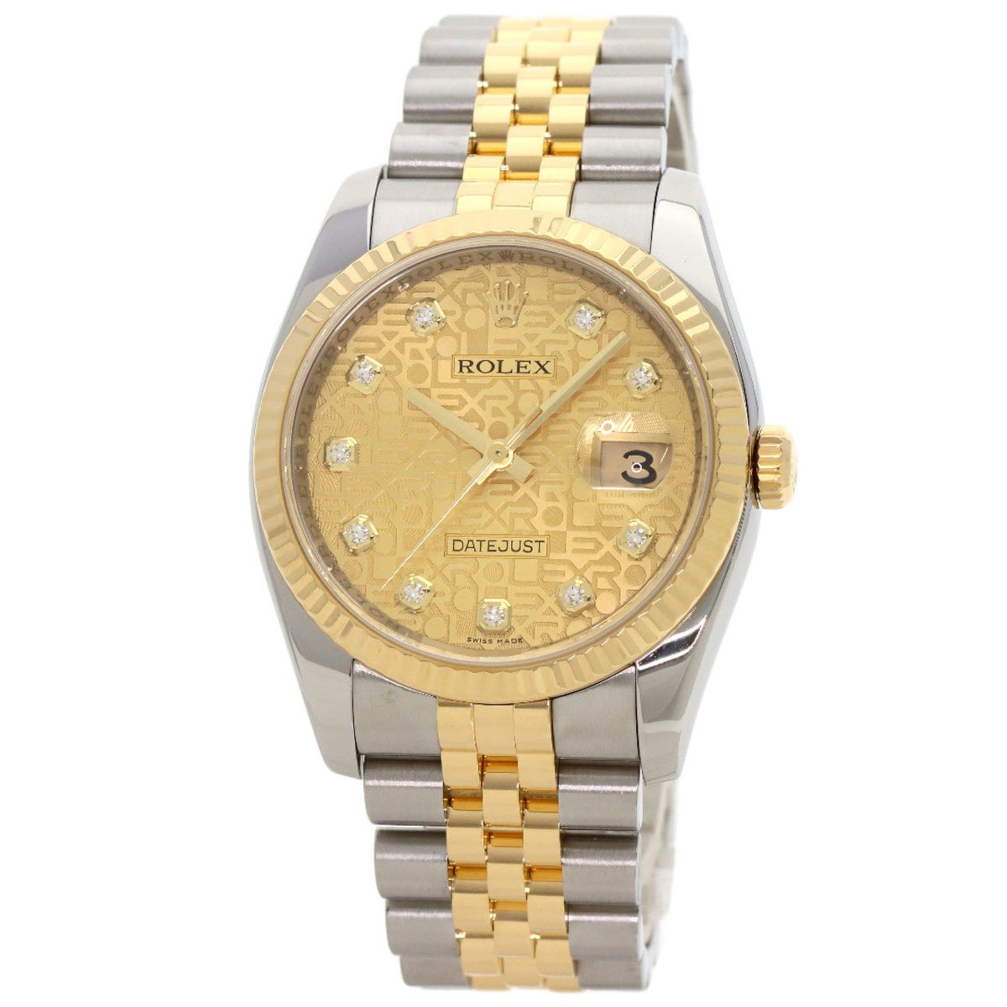 Rolex 116233G Datejust 10P Diamond Watch Stainless Steel SSxK18YG Men's ROLEX