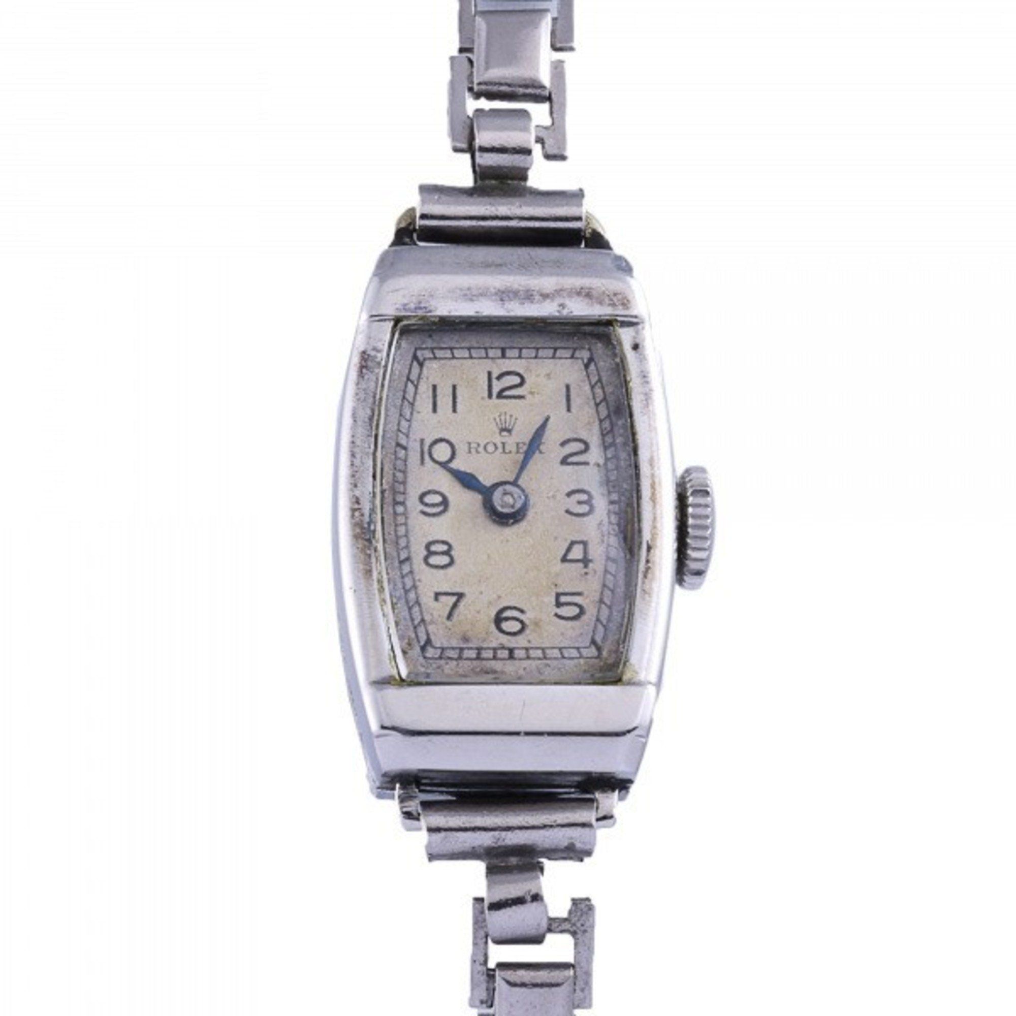 Rolex ROLEX silver dial antique watch ladies __