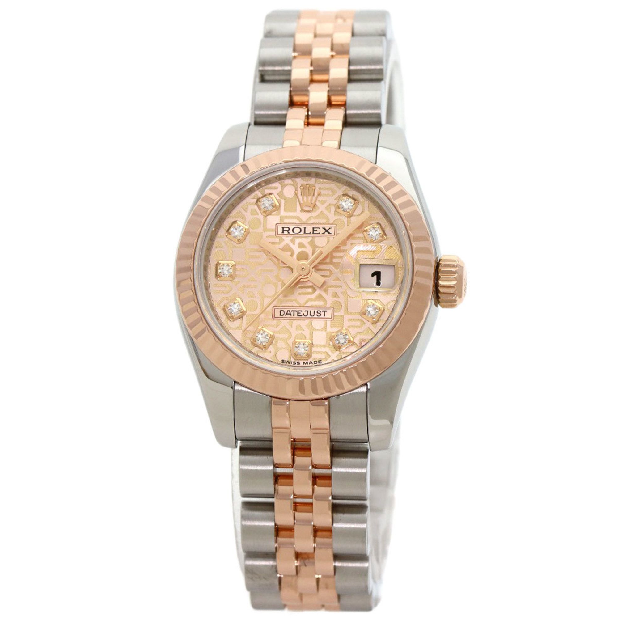 Rolex 179171G Datejust 10P Diamond Watch Stainless Steel SSxK18PG Ladies ROLEX