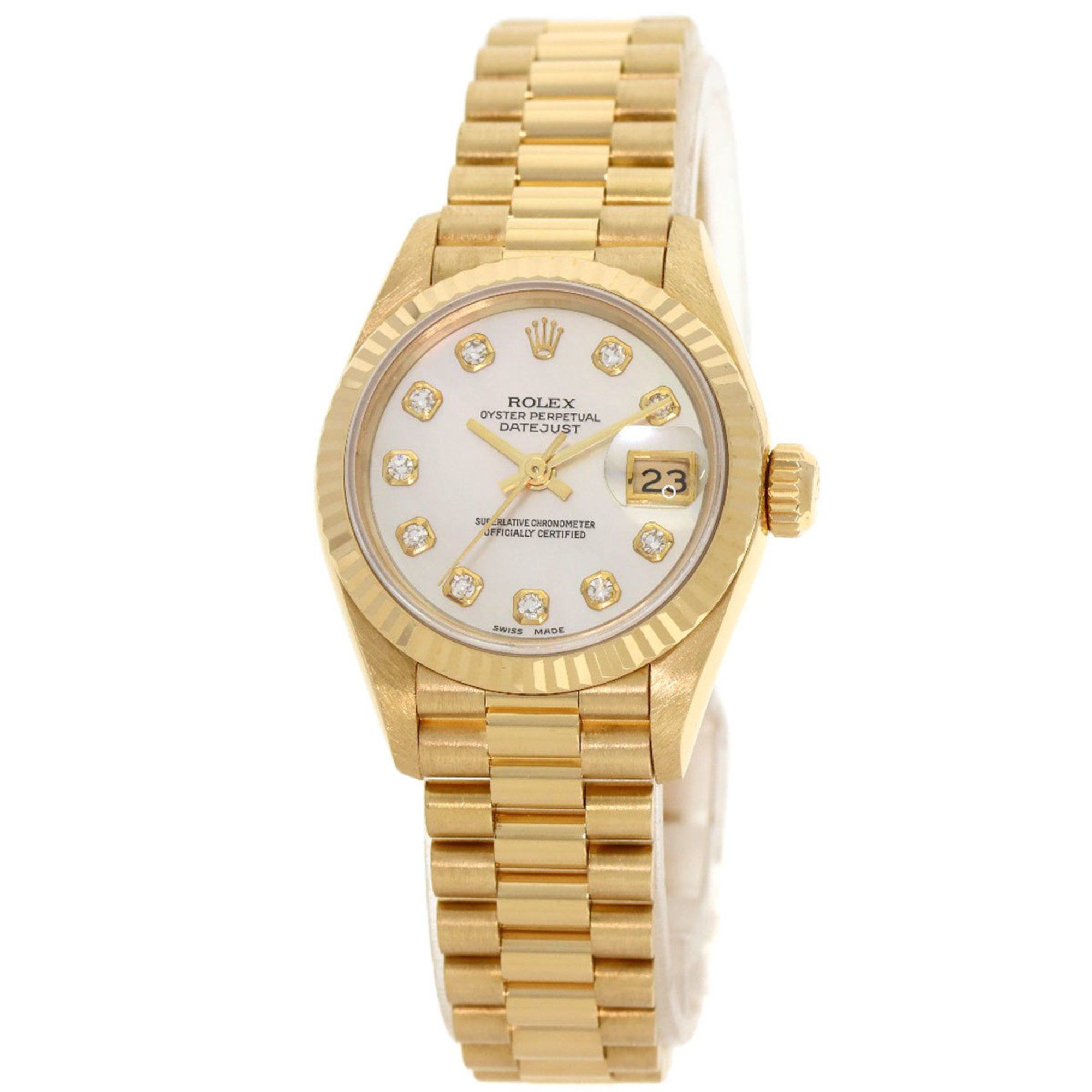 Rolex 69178NG Datejust 10P Diamond Watch K18 Yellow Gold K18YG Ladies ROLEX