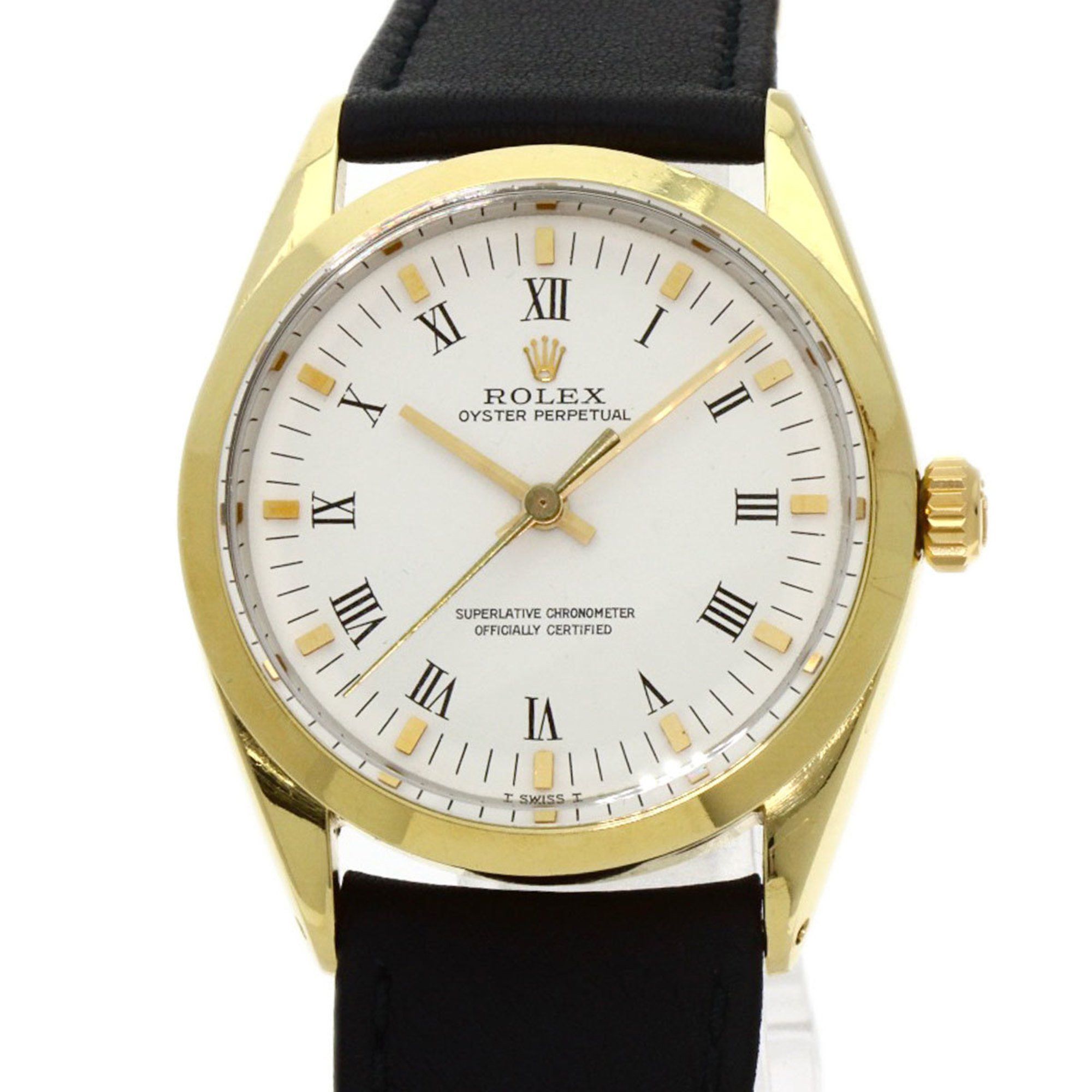 Rolex 1024 5 Oyster Perpetual Center Rome Manufacturer Computo 2024.1 Watch Stainless Steel Leather
