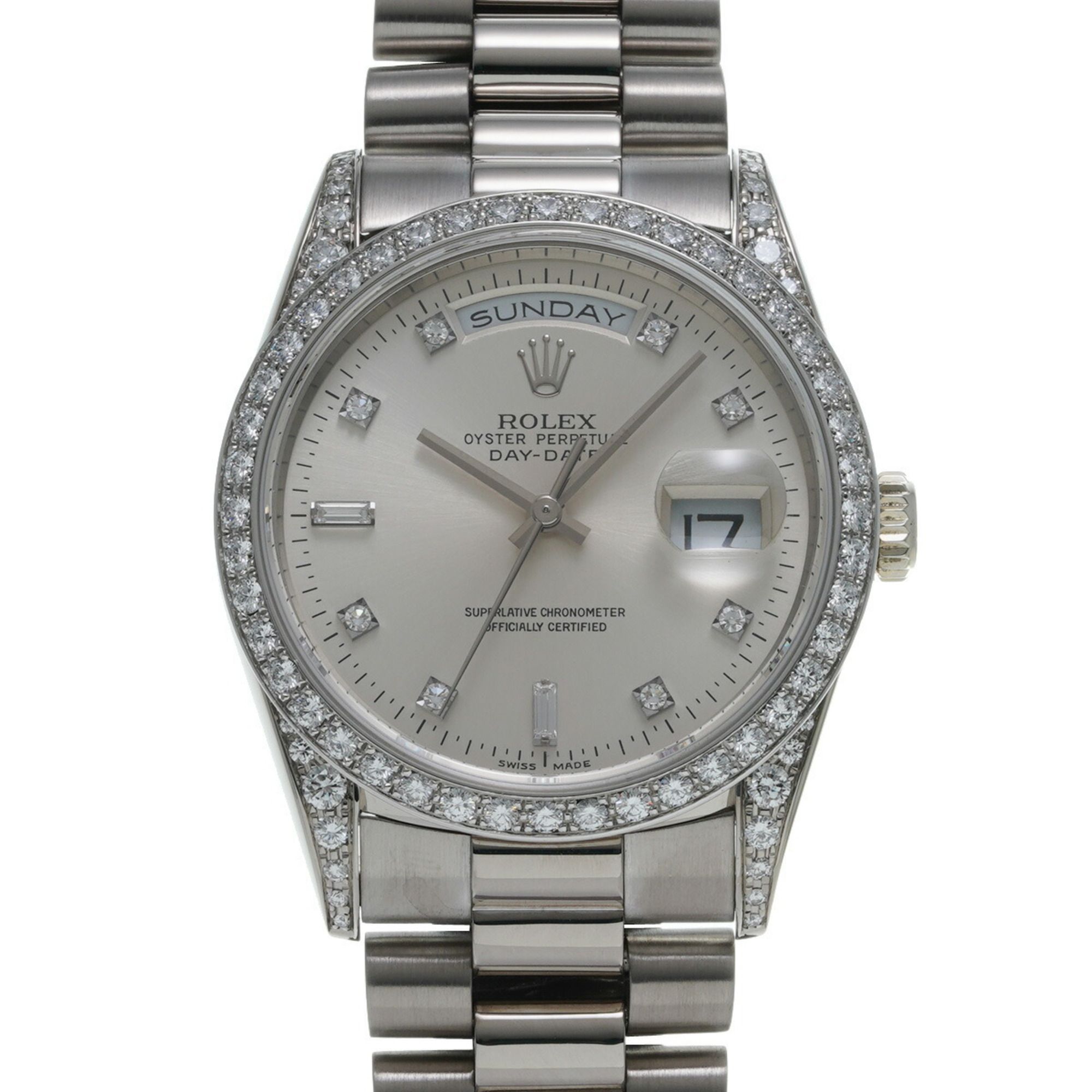 Rolex Day-Date 36 18389A W serial number (manufactured around 1995) Silver/Diamond Men's watch Autom
