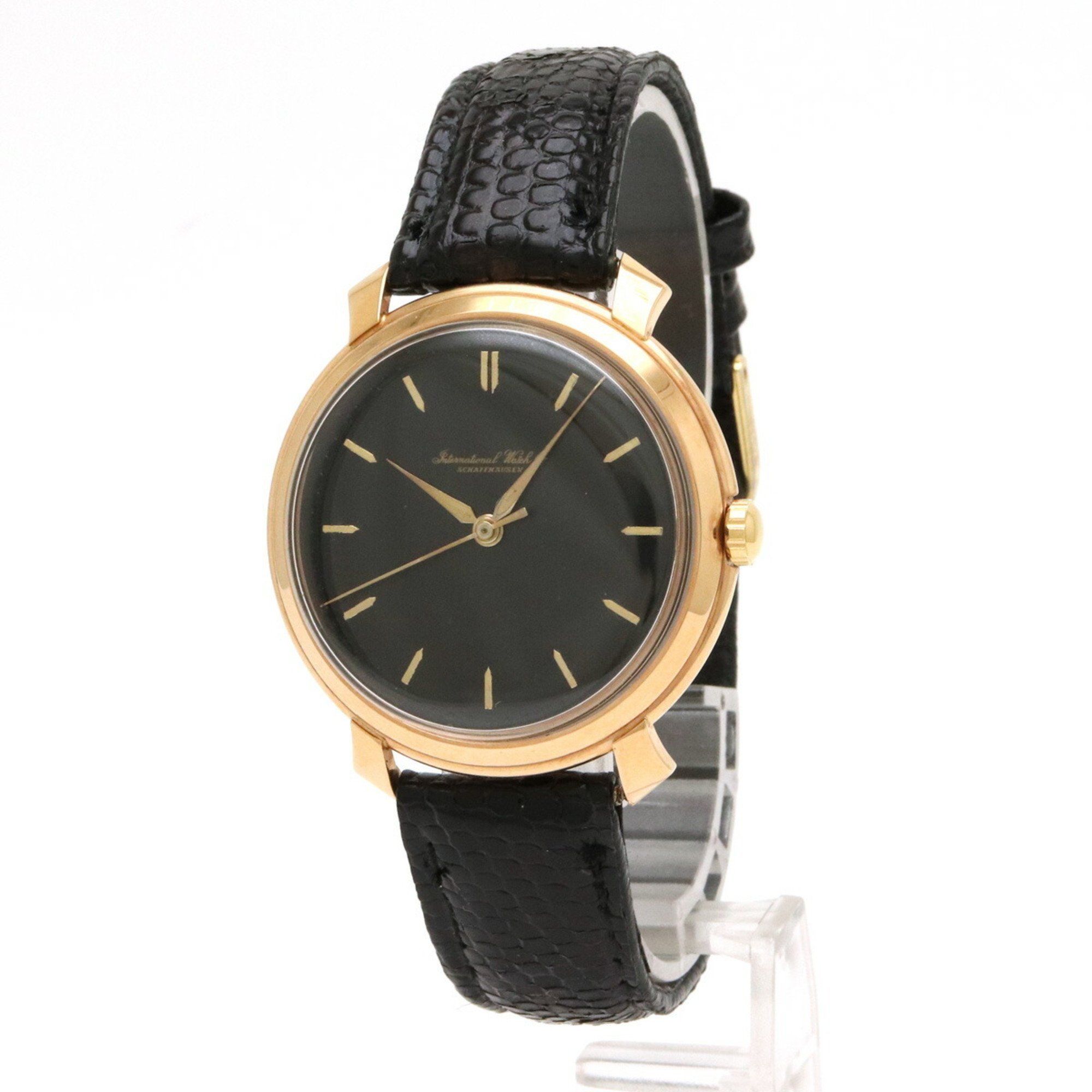 IWC International Watch Company Schaffhausen K18YG 750YG Leather Strap Hand-wound Men's
