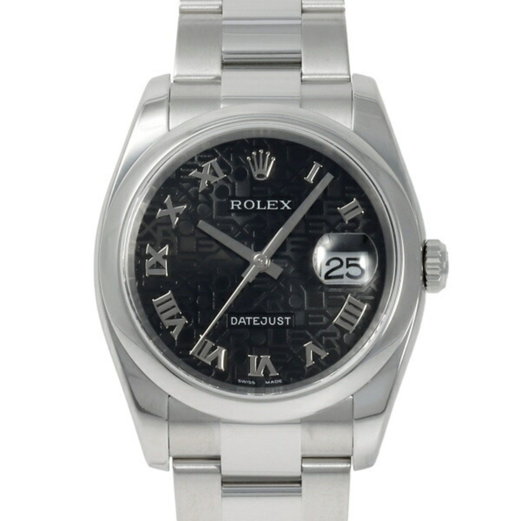 ROLEX Datejust 36 116200 Black Roman Dial Watch Men's __