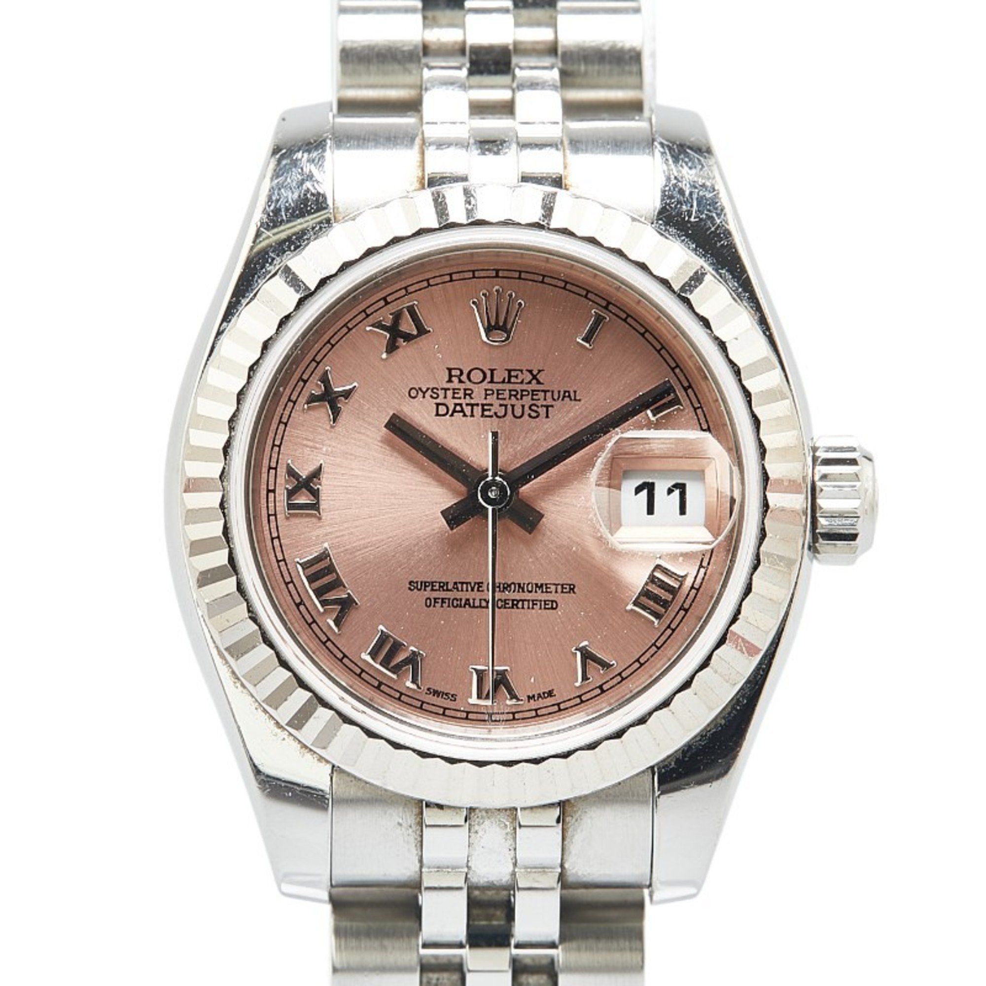 Rolex Datejust Watch 179174 Automatic Pink Dial Stainless Steel K18WG White Gold Ladies ROLEX