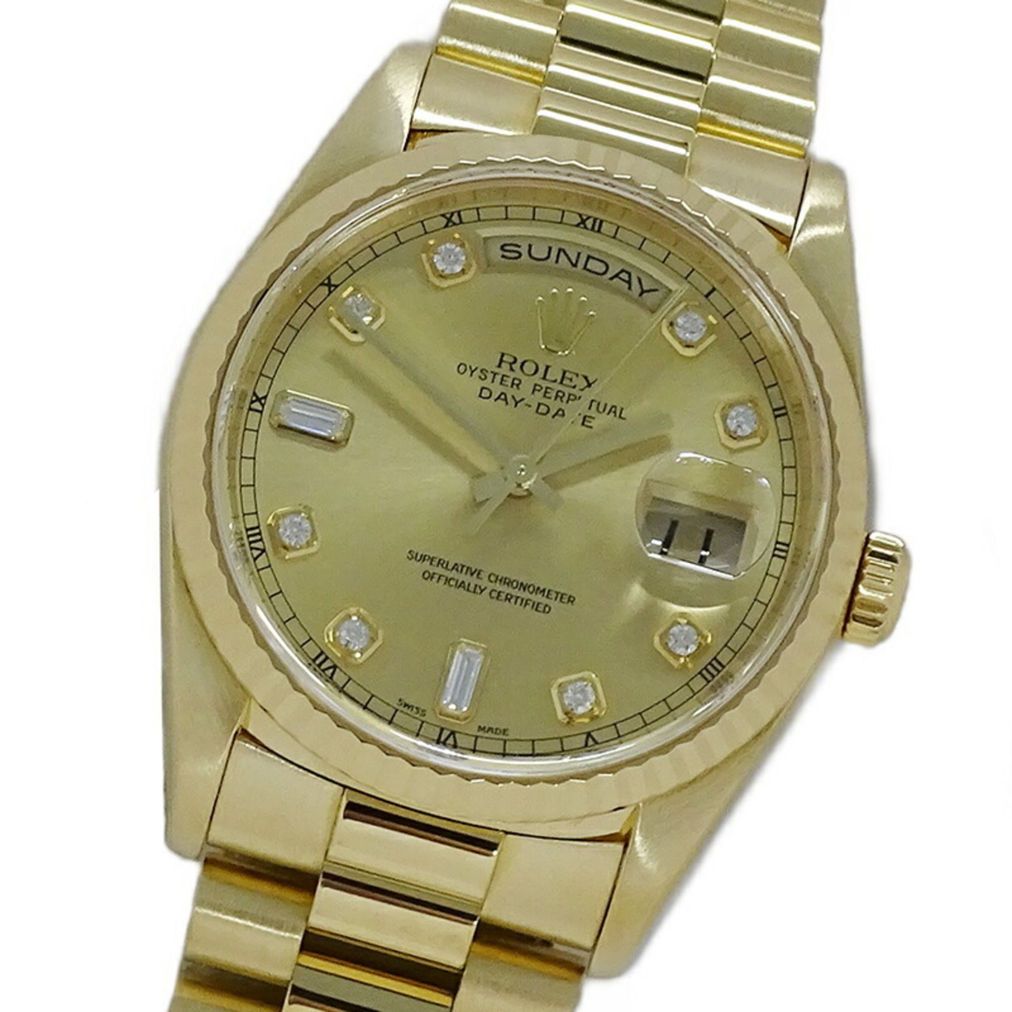 Rolex ROLEX Day Date 18238A A Series Men's Watch 2P Bucket 8P Diamond Automatic AT 750YG 18K Solid G