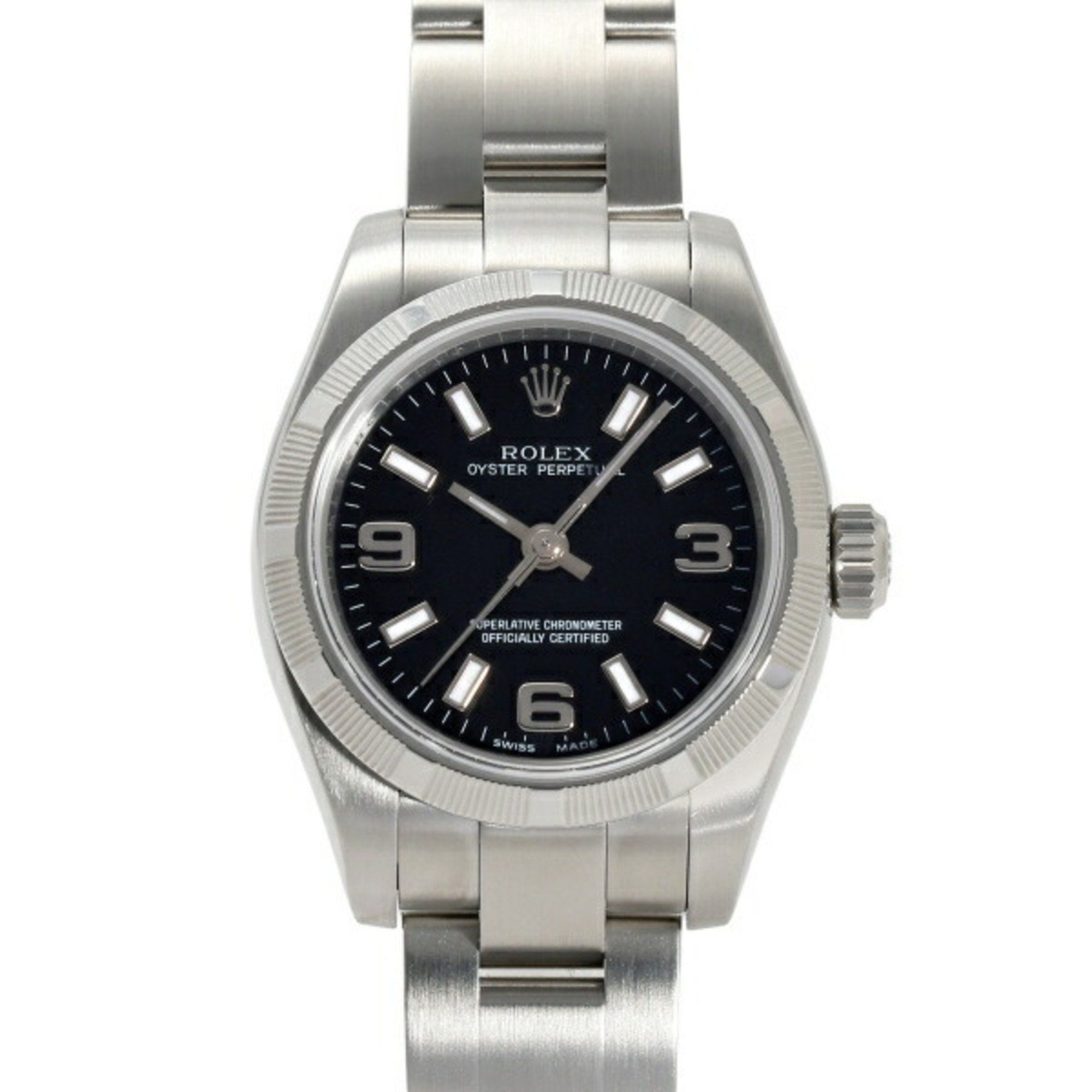 ROLEX Oyster Perpetual 26 176210 Black Dial Watch for Men and Women __
