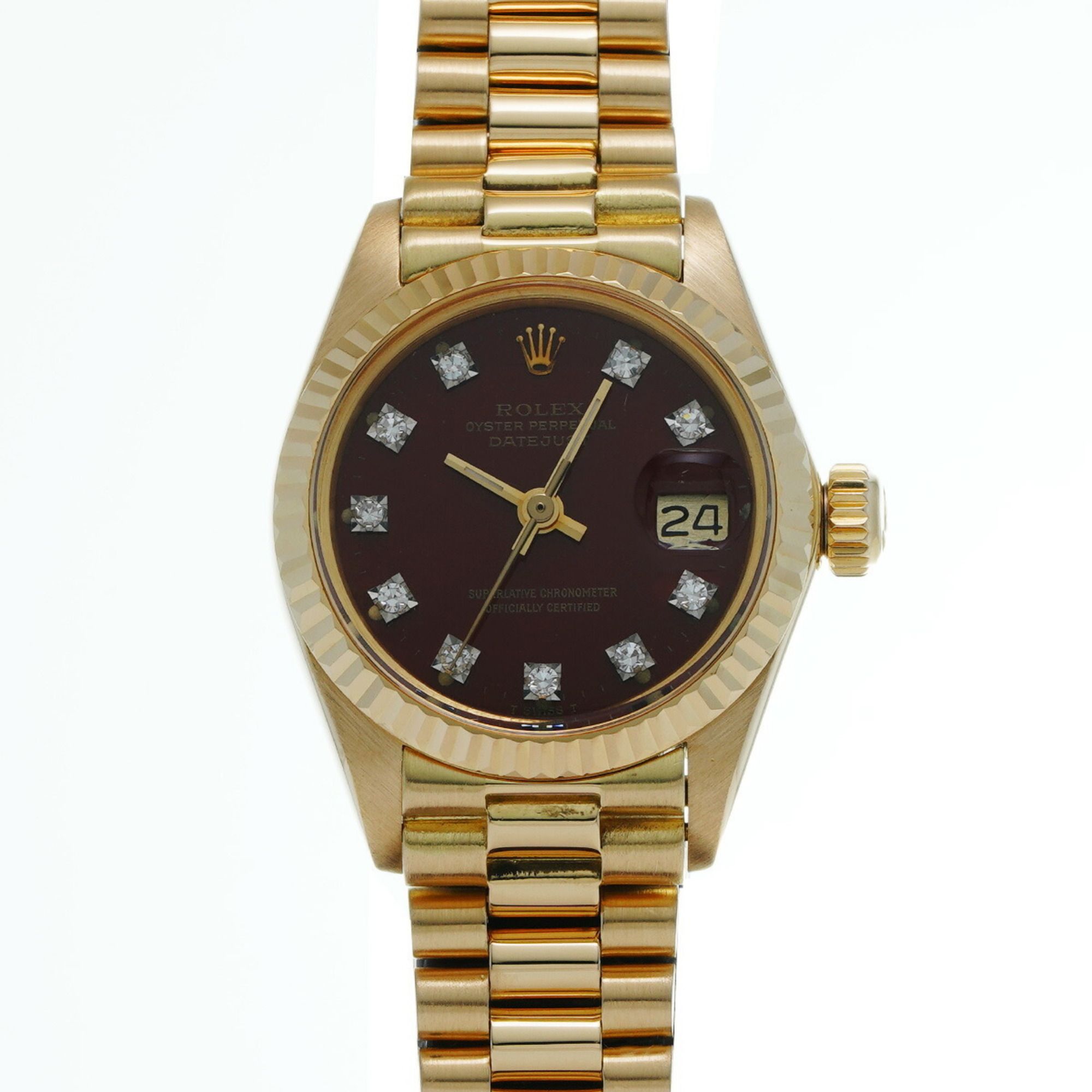 Rolex Datejust Stella Dial 6917G 63 series (manufactured around 1980) Burgundy/Diamond Ladies Watch