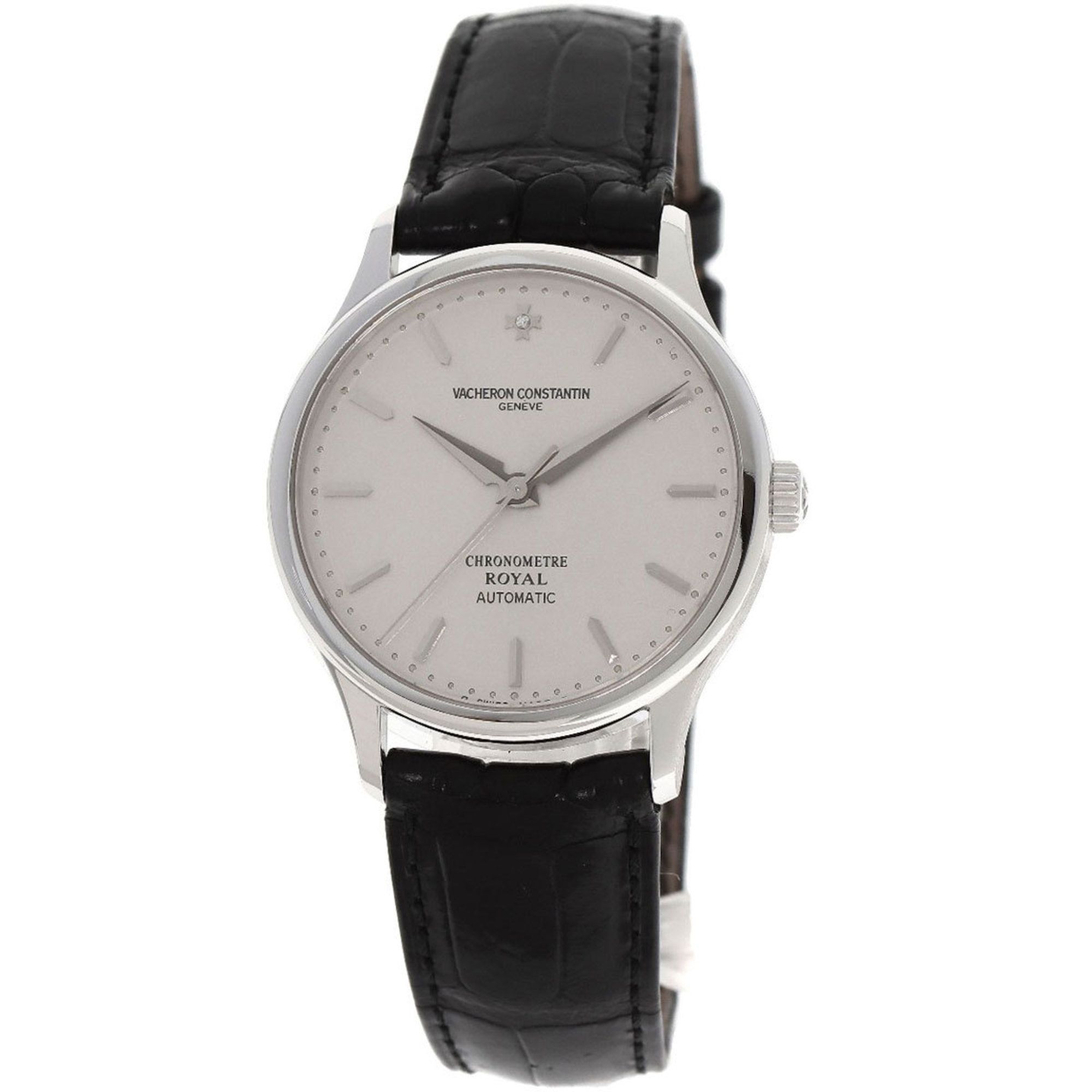 Vacheron Constantin 47021 000G 8653 Chronometer Royale Diamond Watch 18K White Gold Leather Men's VA