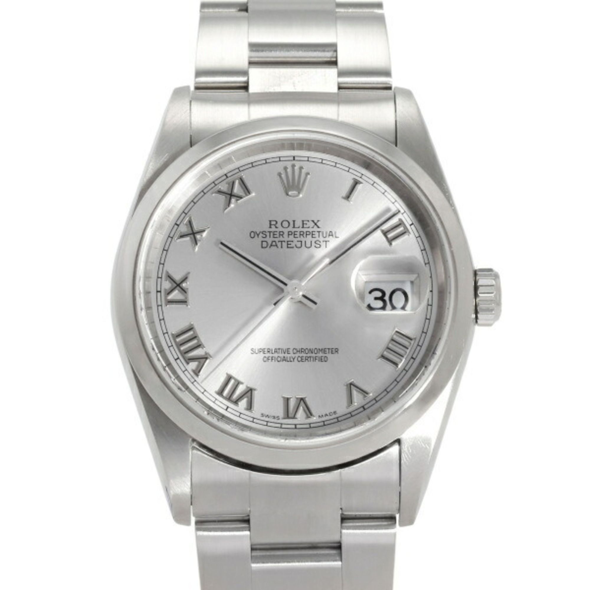 ROLEX Datejust 36 16200 Silver Roman Dial Watch Men's __