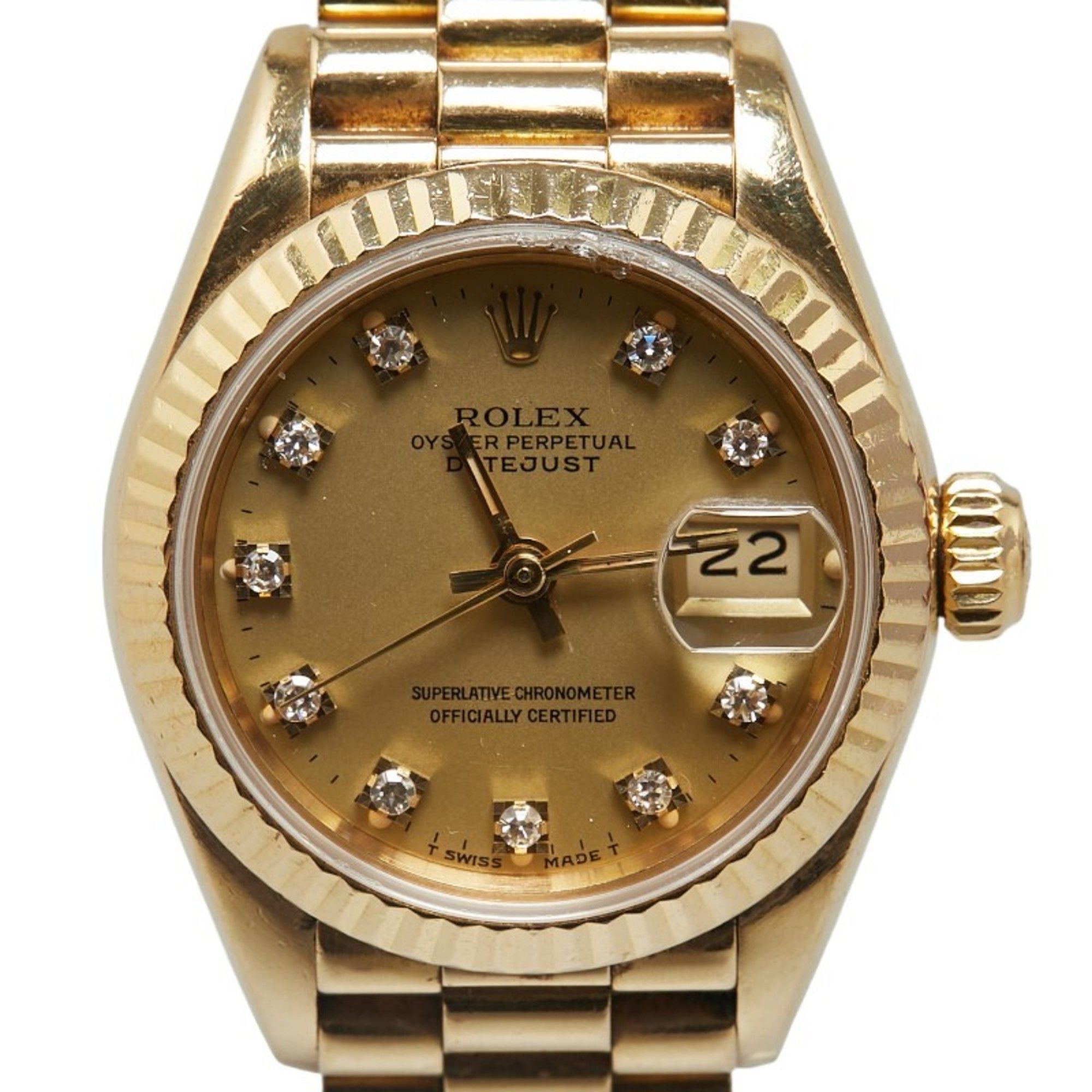 Rolex Datejust Watch 69178G Automatic Gold Dial K10YG Yellow Diamond Ladies ROLEX