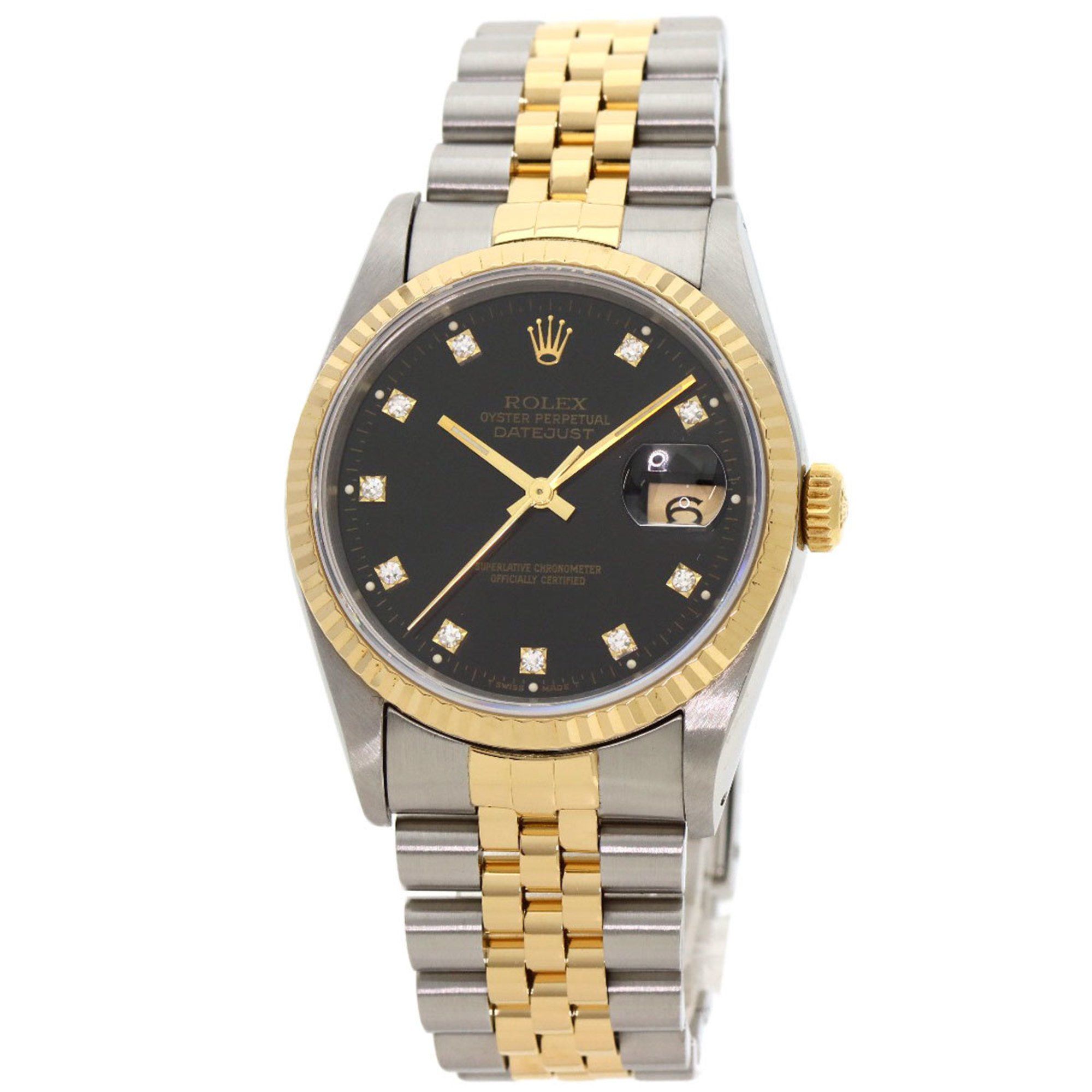 Rolex 16233G Datejust 10P Diamond Watch Stainless Steel SSxK18YG Men's ROLEX