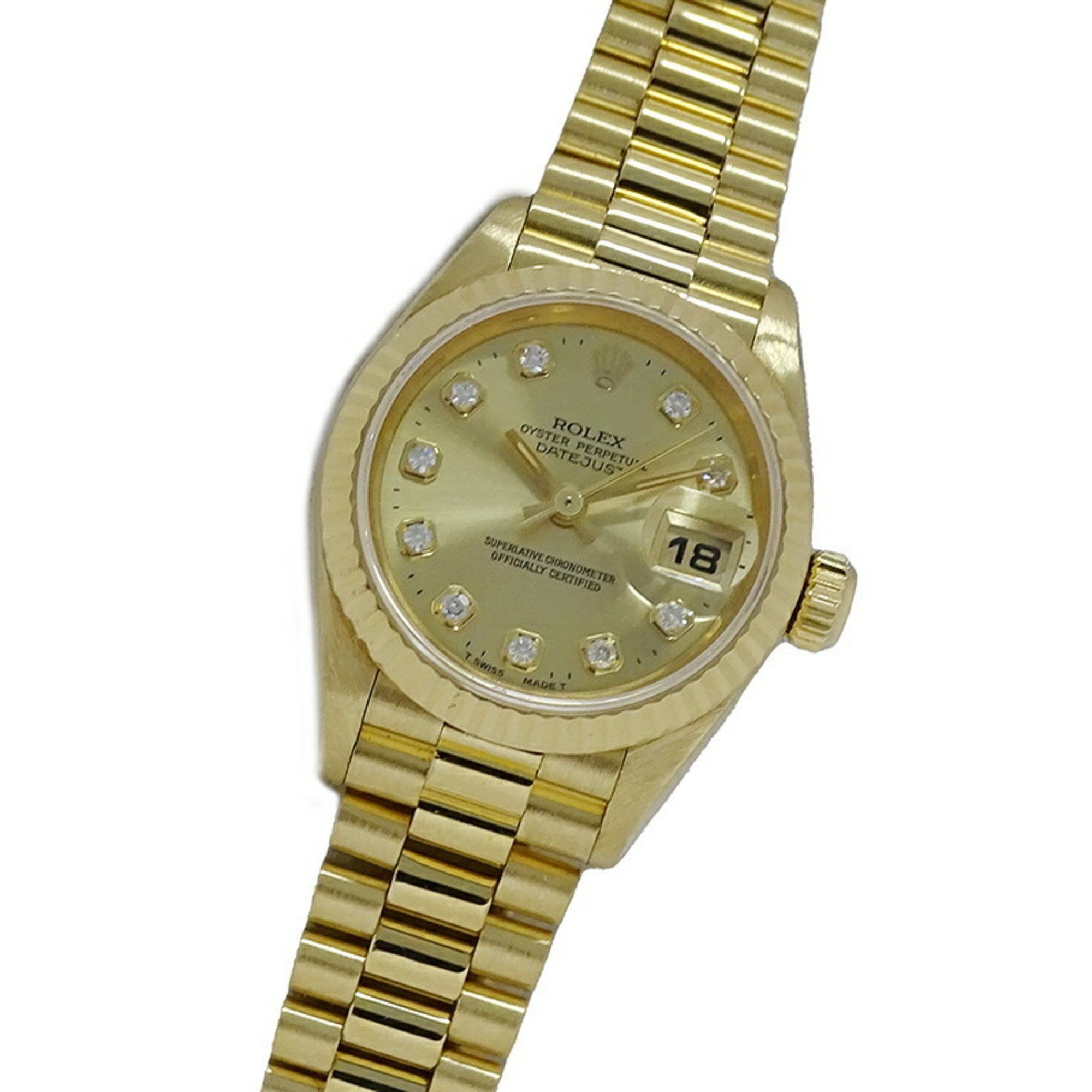 Rolex ROLEX Datejust 69178G W number Wristwatch Ladies 10P Diamond Automatic AT 750YG 18K Solid Gold