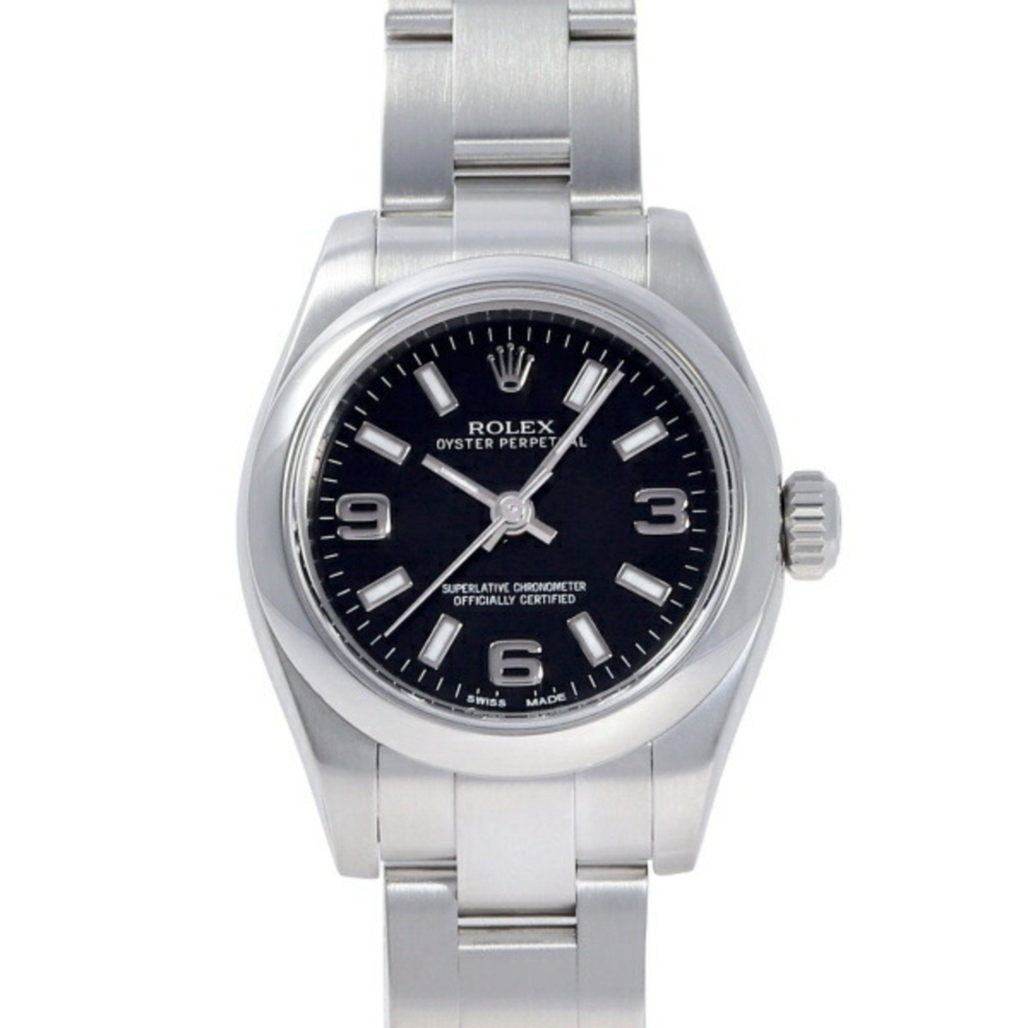 ROLEX Oyster Perpetual 26 176200 Black Dial Watch Ladies __