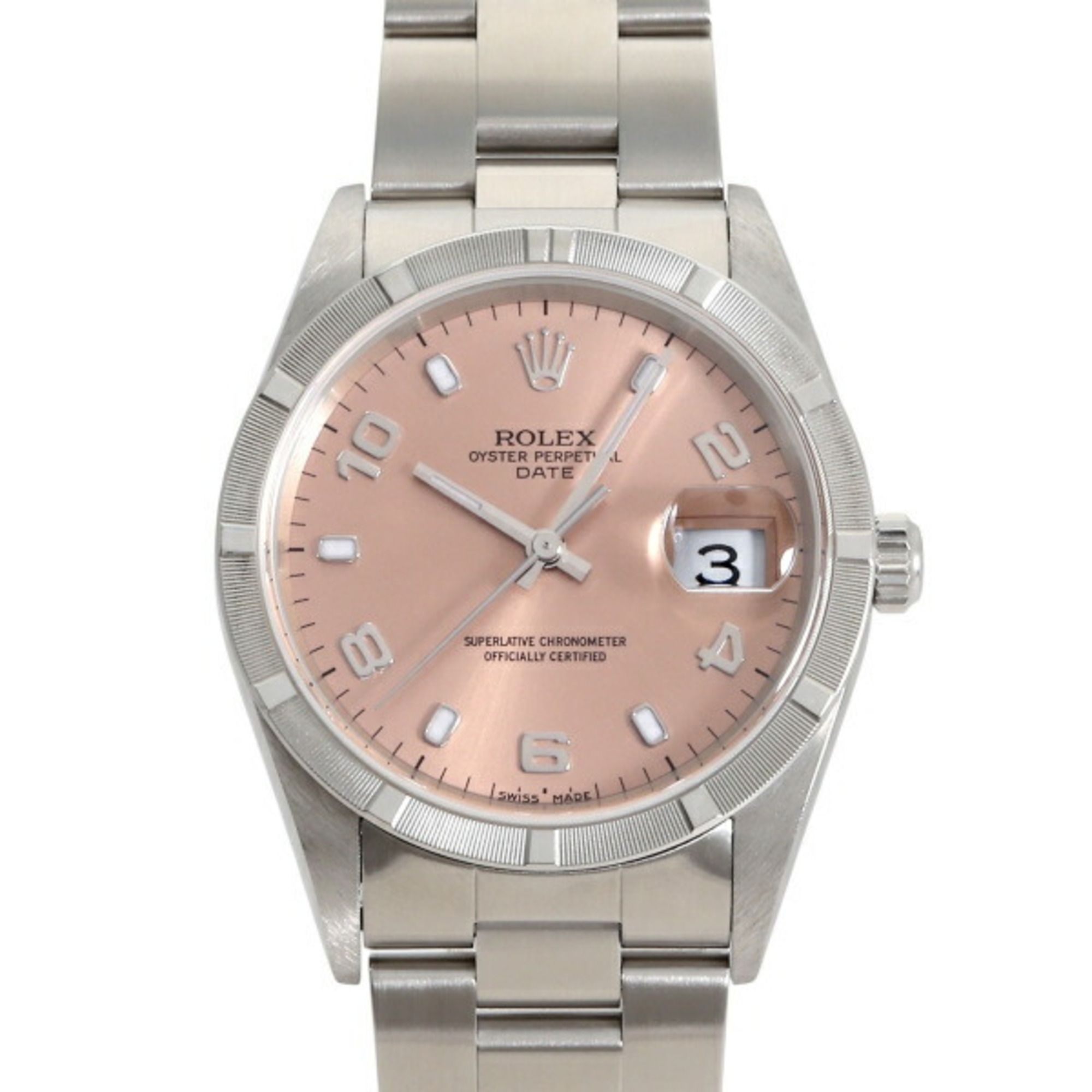 ROLEX Oyster Perpetual Date 34 15210 Pink Dial Men's Watch __