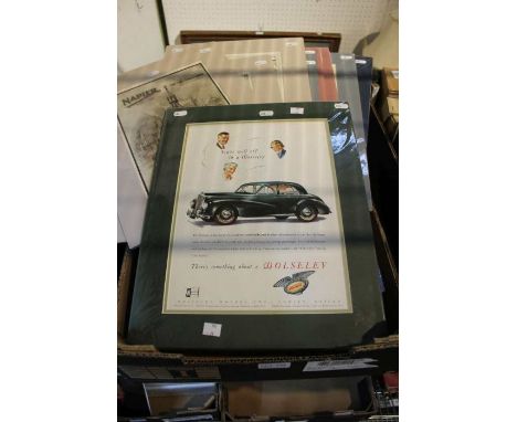 A selection of Car Adverts, unframed, mounted, Humber, Austin, Morris (28)