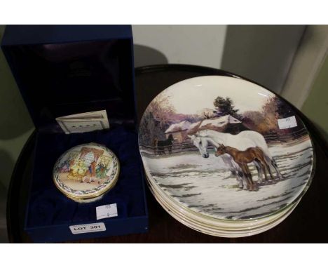 Halcyon Days enamel box together with nine Spode Collectors plates