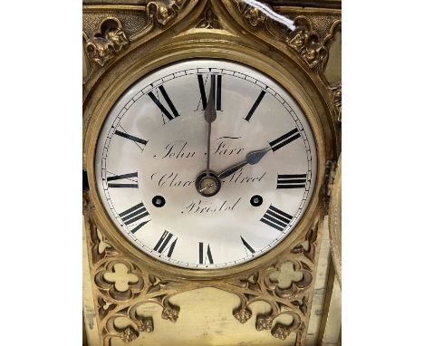 John Farr, Bristol bracket clock with 5" silvered dial, John Farr, Clare Street Bristol engraved on dial, with two train fuse