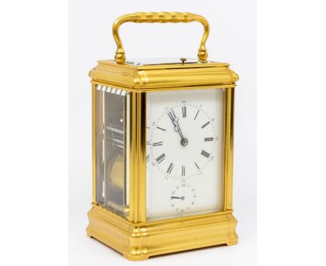 A Martin and Son London Drocourt grand sonnerie carriage clock with alarm and repeat. Two-train spring movement chiming on a 