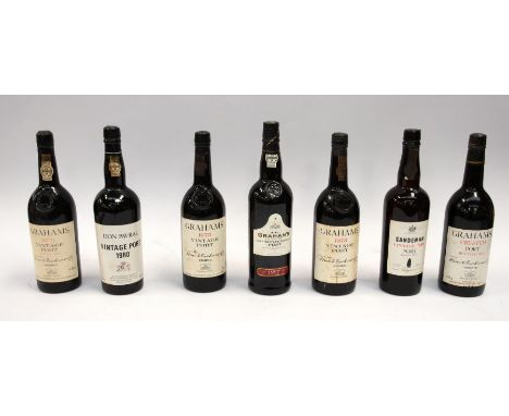 Seven bottles of vintage port, including Grahams, Don Pavral etc 1975 1985 1970 1975 1997 1980 1965