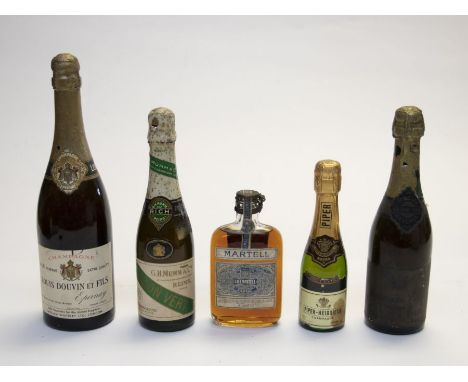 1909 J &amp; F Martell Cognac; 1923 Marquise Du Vallon Champagne; Vintage Louis Douvin et Fils; G.H. Mumm &amp; Co; and Piper