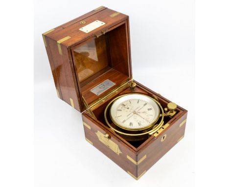 Late Victorian Marine Chronometer by John & W Mitchell 119 Buchanan Street, Glasgow. Number 2314. 4" silvered dial with brass