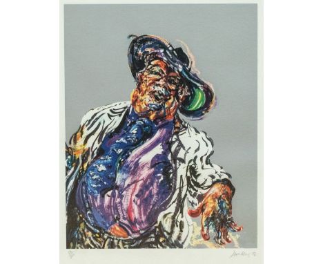 After Maggie Hambling (b.1945) ,&nbsp;George Melly,&nbsp;limited edition lithograph, signed in pencil and numbered 80/100. Ap