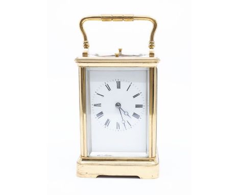 A good French 8-day repeating carriage clock with two-train spring-driven movement, chiming on a gong, 5 minute and hour repe