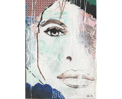 
	
		Irene Hoff
		Murni, 2021
		Mixed Media on Canvas
		Signed recto, further signed verso
		15 x 10cm (5¾ x 3¾ in.)
		For se