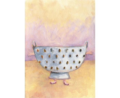 
	
		Tinsel Edwards
		Colander with Red and White Socks, 2021
		Oil Paint on Paper
		Signed verso
		15 x 10cm (5¾ x 3¾ in.)
	