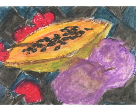 
	
		Larissa Lockshin
		Fruit Plate, 2021
		Pastel on Paper
		Signed verso
		10 x 15cm (3¾ x 5¾ in.)
		
		"Larissa Lockshin i