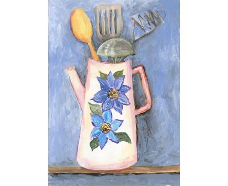 
	
		Tinsel Edwards
		Utensils with Yellow Spoon, 2021
		Oil Paint on Paper
		Signed verso
		15 x 10cm (5¾ x 3¾ in.)
		
		Tin