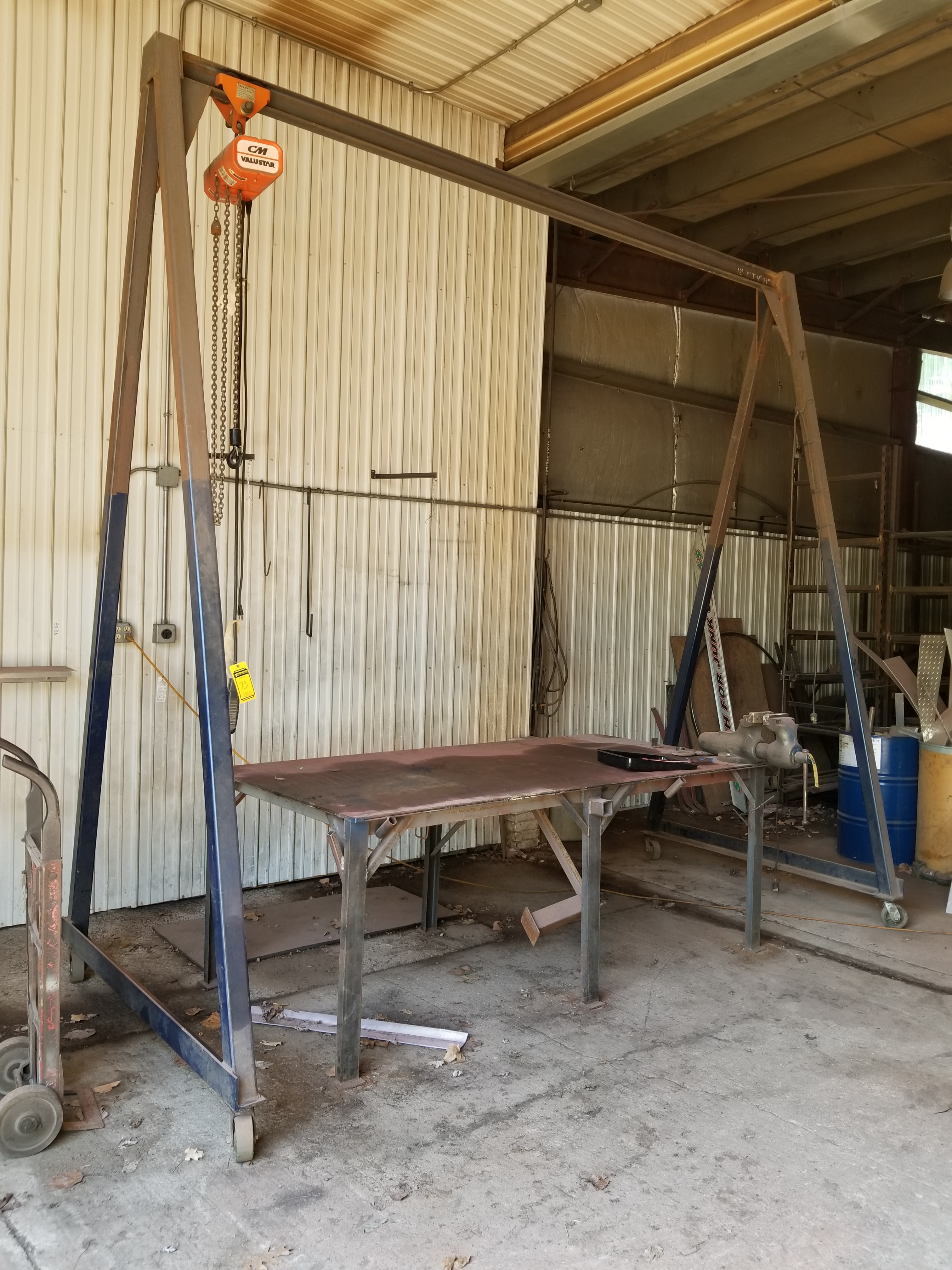 1/2 TON ROLLING A-FRAME GANTRY CRANE, 16' X 12', CM VALUSTAR ELECTRIC ...