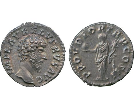 ANCIENT COINS, Roman, Lucius Verus (AD 161-169), Silver Denarius, struck AD 161, IMP L AVREL VERVS AVG, bare head facing righ