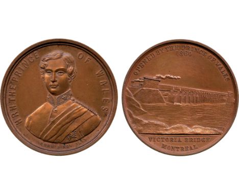 WORLD COMMEMORATIVE MEDALS, Canada, Edward Prince of Wales, Opening of the Victoria Bridge, Montreal, Copper Medal, 1860, bus