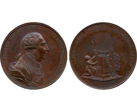 COMMEMORATIVE MEDALS, British Historical Medals, George III, Recovery from Illness 1801, Bronze Medal, by J G Hancock, unifor