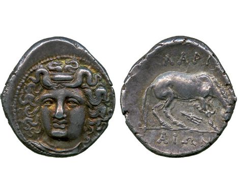 ANCIENT COINS, Greek, Thessaly, Larissa (mid to late 4th Century BC), Silver Drachm, head of nymph Larissa facing, slightly i