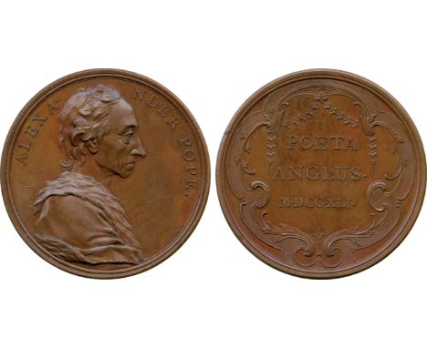 COMMEMORATIVE MEDALS, British Historical Medals, Alexander Pope, Bronze Laudatory Medal, 1741, by JA Dassier, bust right, rev