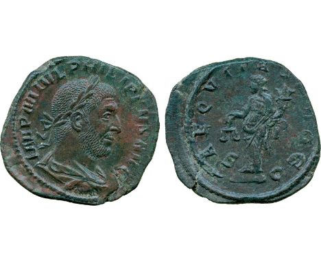 ANCIENT COINS, Roman, Philip I (AD 244-249), Æ Sestertius, struck AD 245-247, IMP M IVL PHILIPPVS AVG, laureate, draped and c