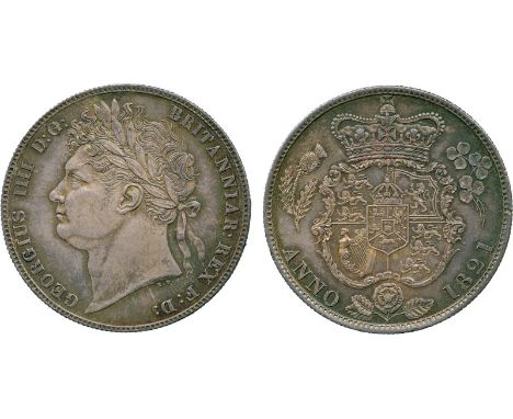 BRITISH COINS, George IV (1820-1830), Silver Halfcrown, 1821, laureate head left, B.P. under truncation, rev first crowned an