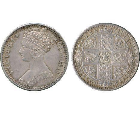 BRITISH COINS, Victoria, Silver ‘Godless’ Florin, 1849, crowned gothic bust left, W.W. obliterated behind bust, rev crowned c