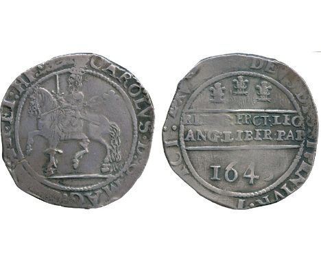 BRITISH COINS, Charles I, Silver Halfcrown, 1643, Oxford mint (1642-1646), king on horseback left, upright sword, flowing sas